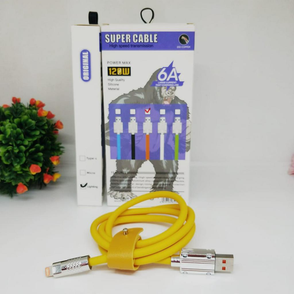 Kabel data LIGHTNING super 120w 6A S219 Fast Charging Zinc Alloy power max silicon material high quality cable PROMO SEN