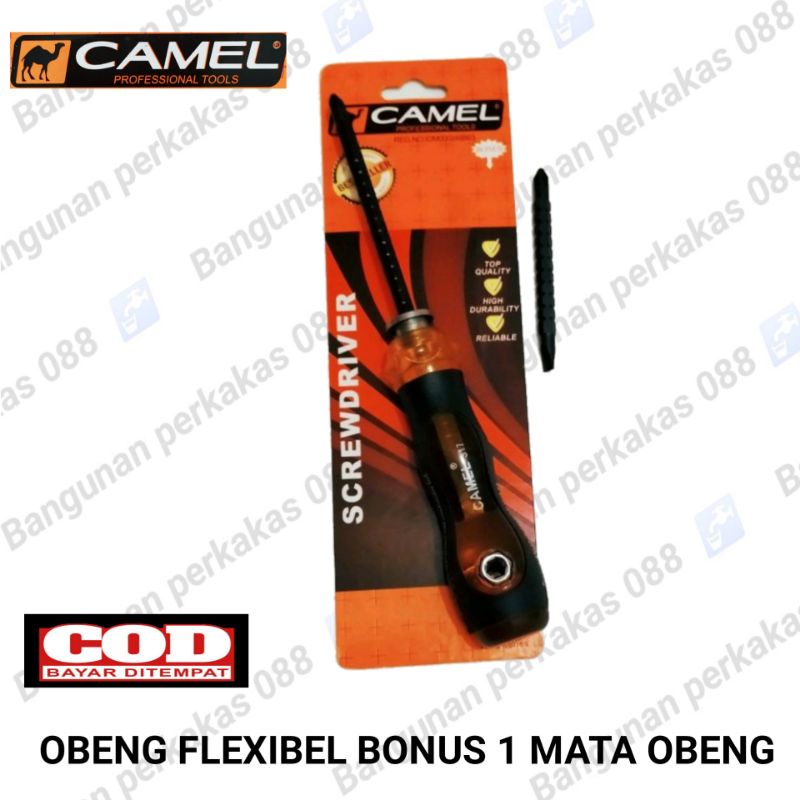 CAMEL OBENG FLEXIBEL 2WAY+1PCS MATA OBENG / OBENG BOLAK BALIK MURAH / OBENG KARET / OBENG BAGUS