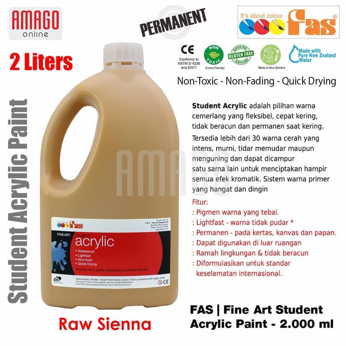 FAS - STUDENT ACRYLIC PAINT - 2 LITER - RAW SIENNA