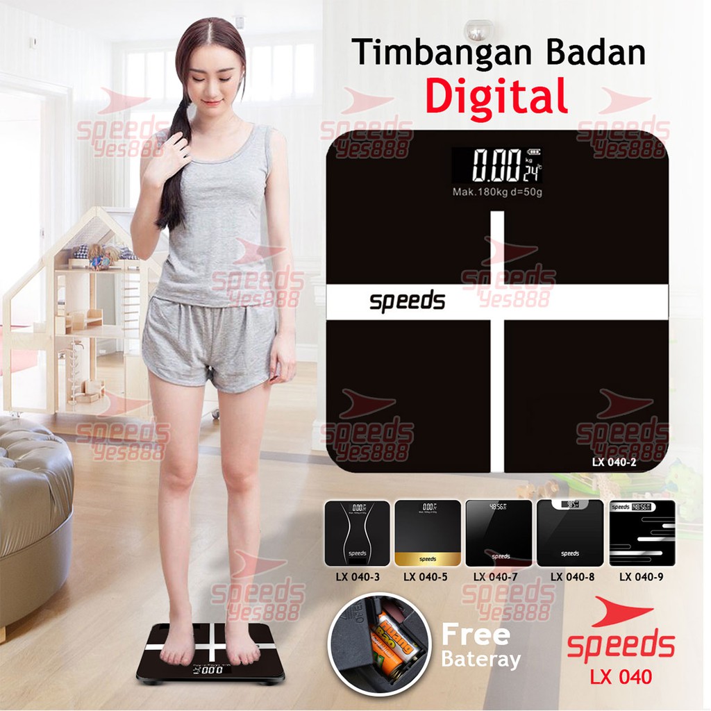 speeds timbangan badan mini digital hitam polos max 180 kg timbangan lemak 040 12