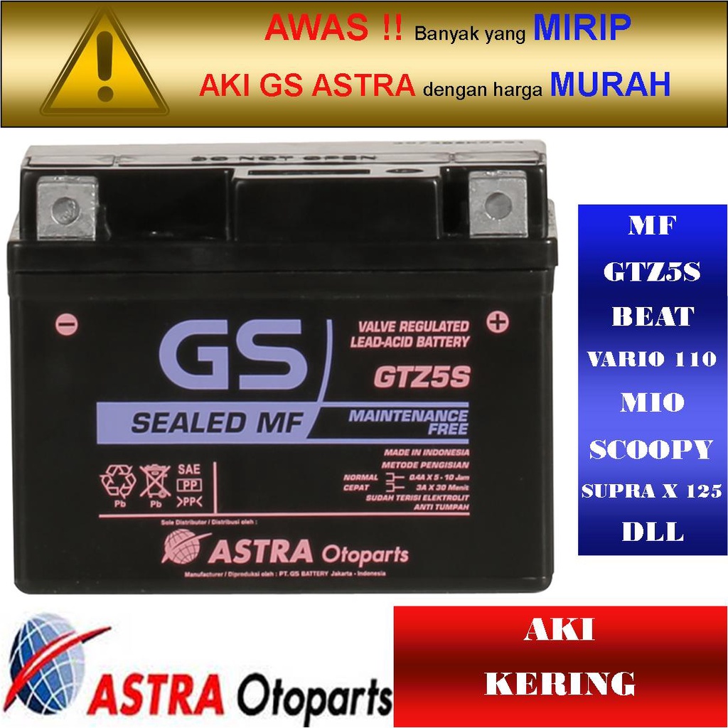 Aki Motor Honda Beat GTZ5S GS Accu Kering
