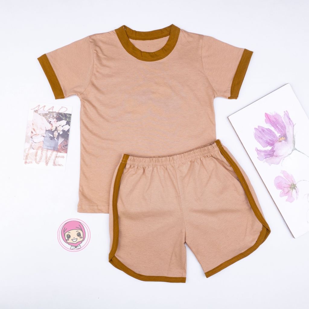 VS - Set Ringer Tee  Earth Tone Series / Setelan Anak Katun 0-5 Thn / Playset / Basic Tee Hotpants