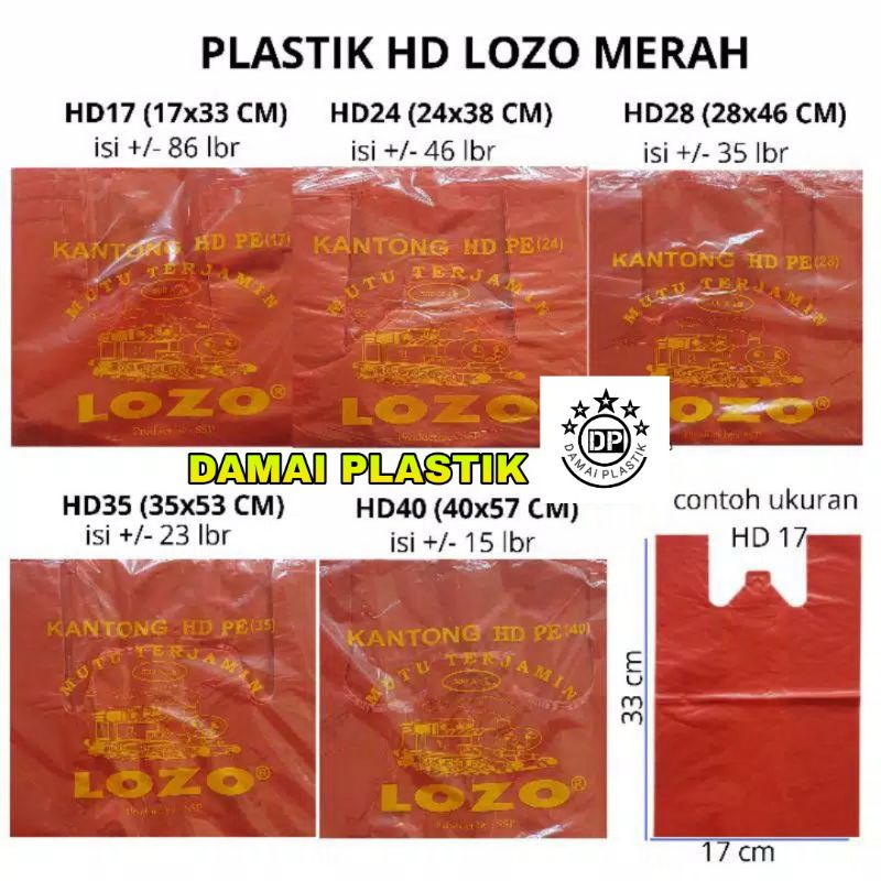 HD Kantong Kresek Tebal Lozo Hitam Merah Putih Ukuran 17 24 28 35 40