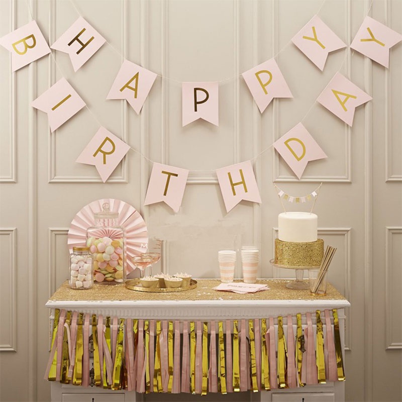 COD✨1 SET Flag Happy Birthday banner 11.5X16 cm Fashion Import ready stock Huruf Dekorasi  Spanduk Pesta Ulang Tahun Anak-anak