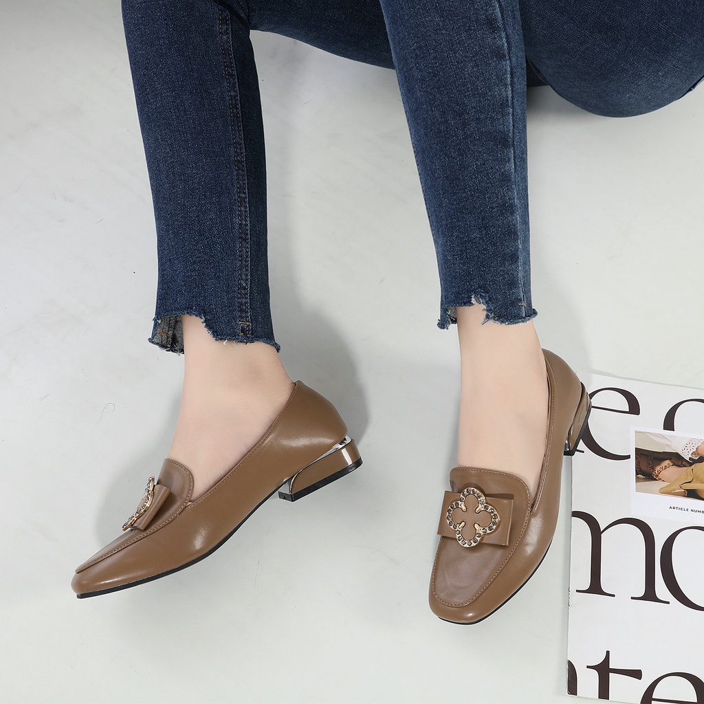 JISO RYONA SANDRA-36 Sepatu Kerja Wanita Heels 3cm Hak Chunky Import