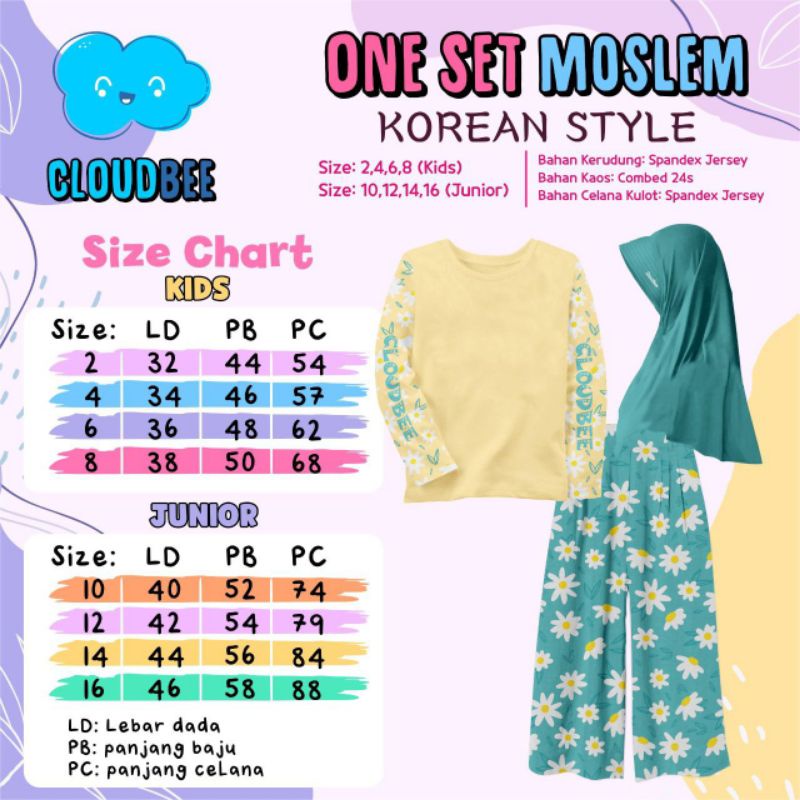 one set muslim korean style cloudbee junior