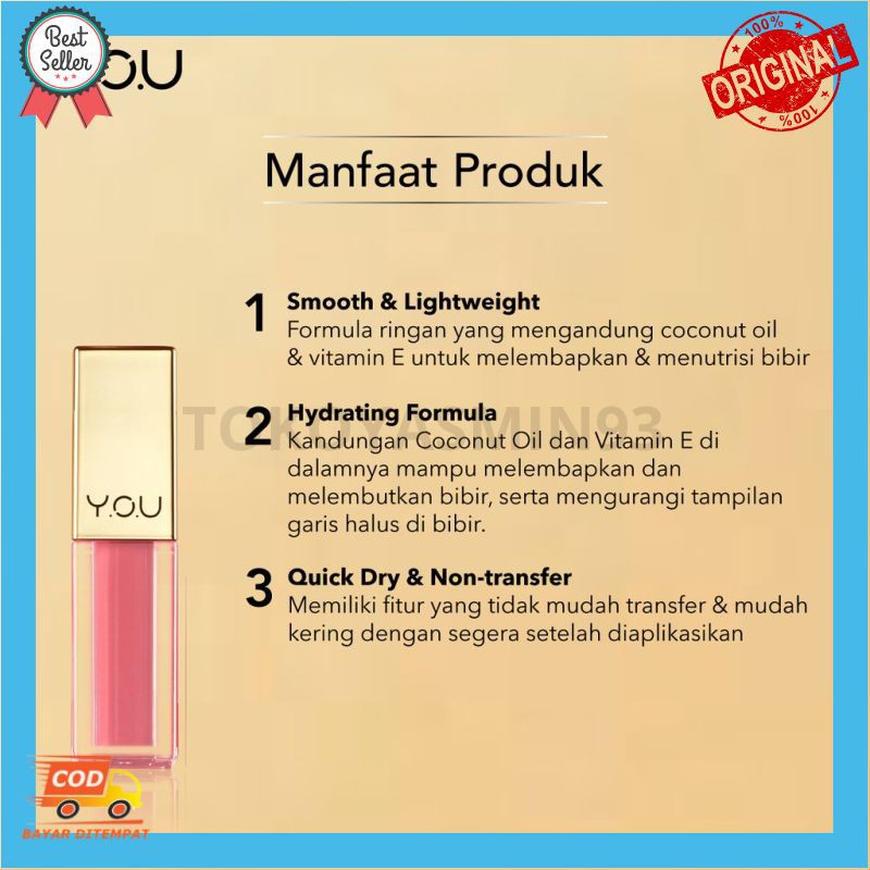 Lip Cream Y.O.U Rouge Velvet Matte Lip Cream YOU 4.5 g Murah