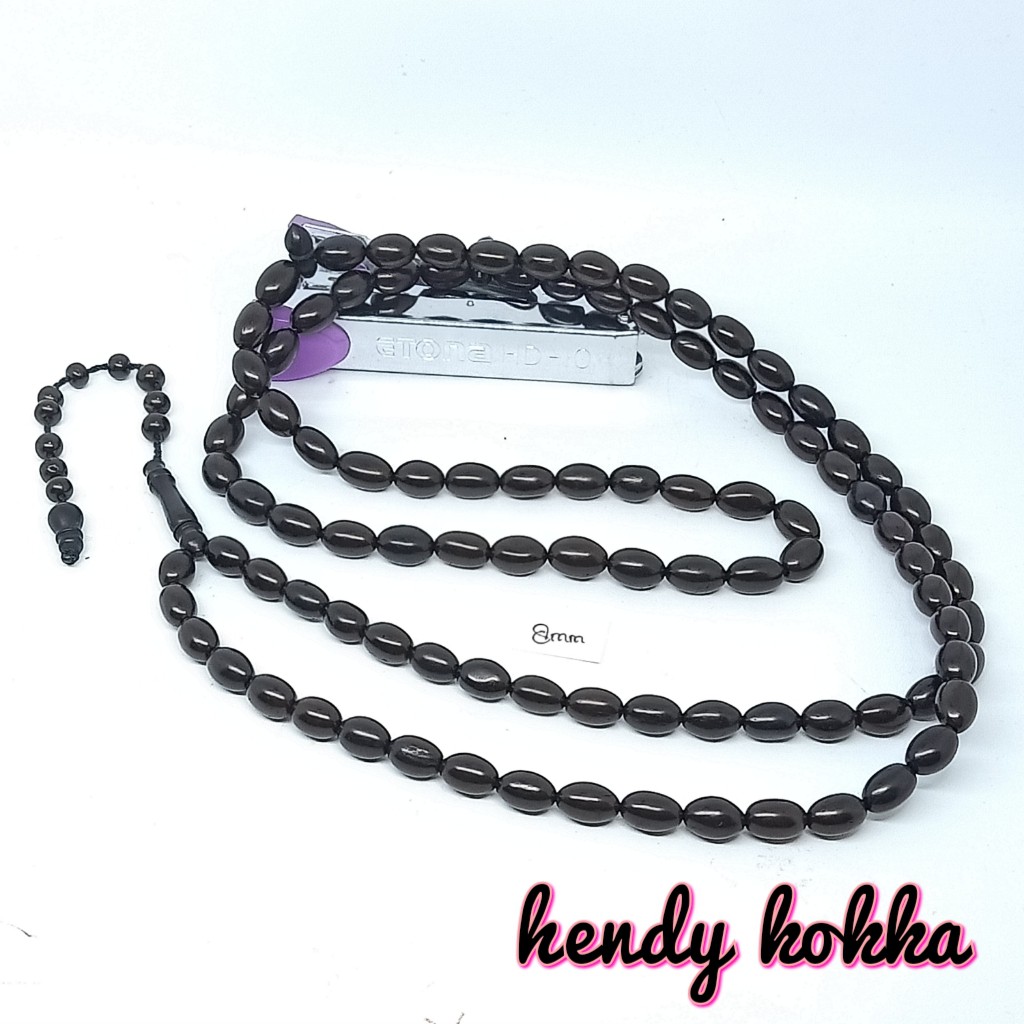 GROSIR 5pcs tasbih 99 kokka kaukah oval 8mm hitam