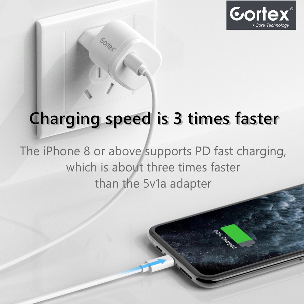 Cortex 20W Q-Mini2.0 Kepala Charger Quick Fast Charging Tipe C Type C PD 20W Android iPhone 12