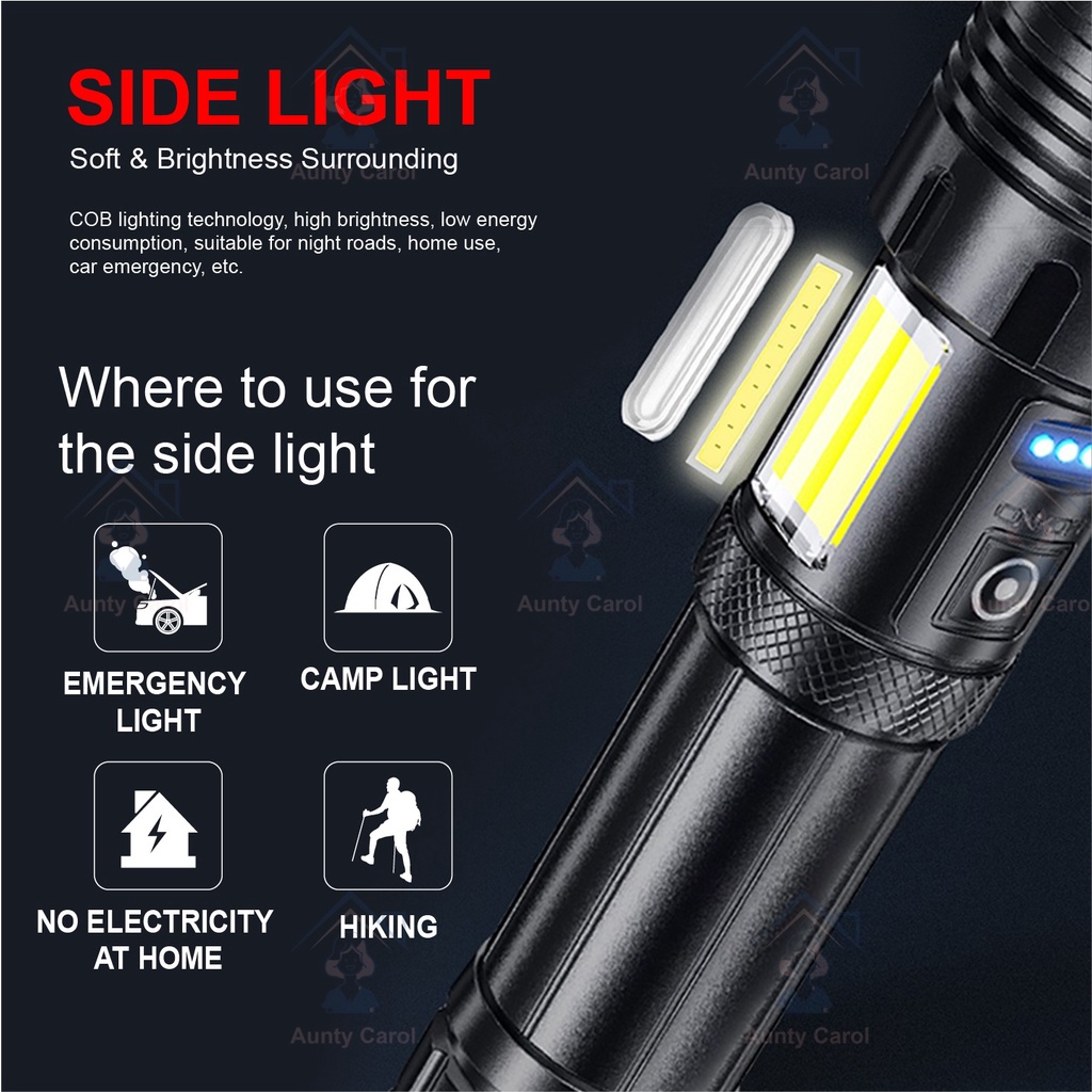 Anbolt Ultral Power Senter XHP160 +2PCS 26650 Zoomable Torch Camp Taktis Cahaya Tahan Air Flashlight