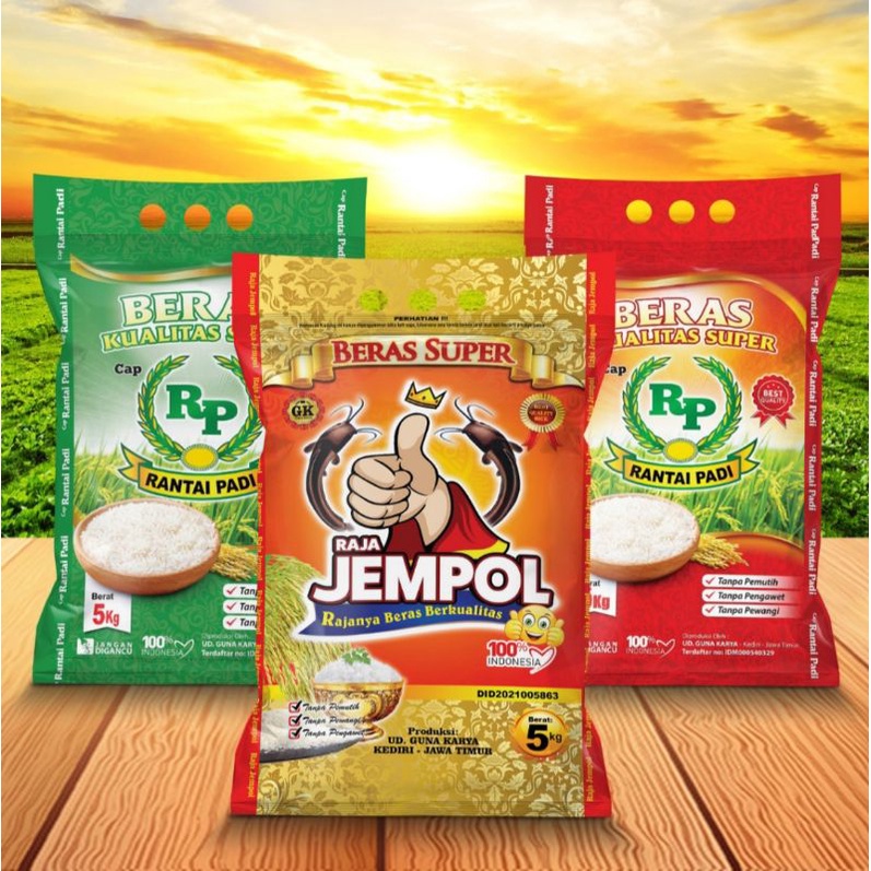 

BerasUD.Guna Karya/RantaiPadi(RP)Hijau/RantaiPadi(RP)Merah/RajaJempol