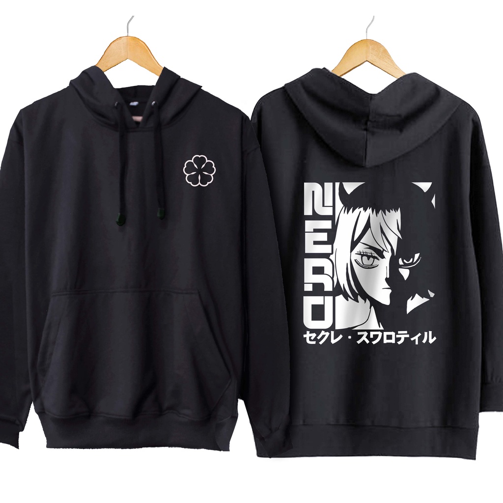 Jaket hoodie jumper anime NERO SECRE HALF - BLACK CLOVER 100% cotton fleece