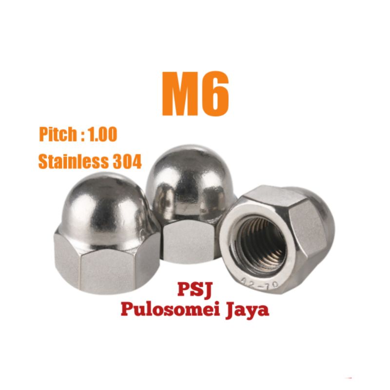 Mur Topi Stainless M6 / M6 Cap Nut Stainless 304