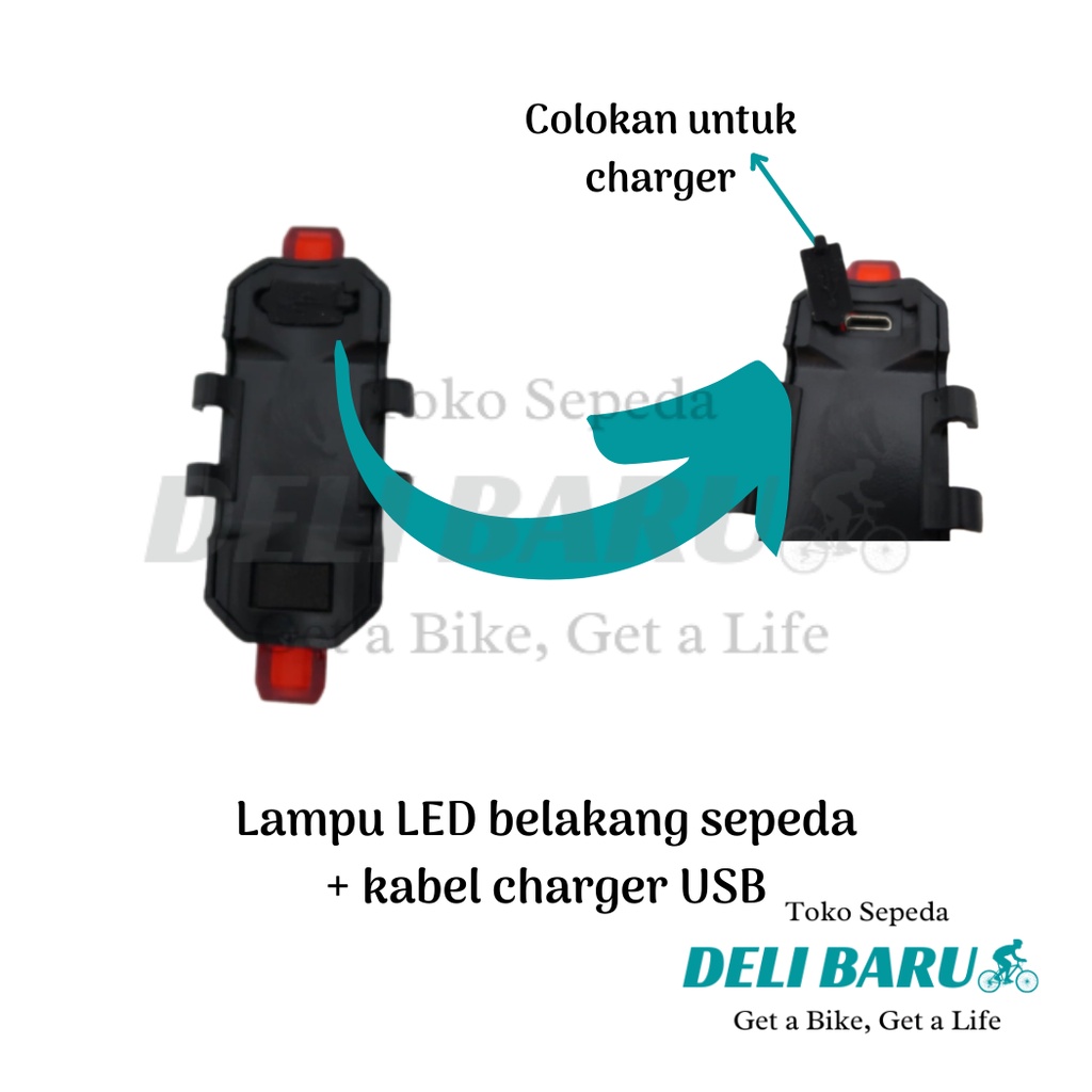 Lampu belakang LED sepeda USB bisa di cas rechargeable