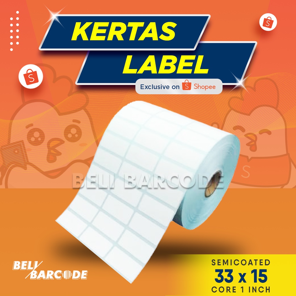 LABEL BARCODE SEMICOATED 33 X 15 - 33X15 MM @10000 3LINE