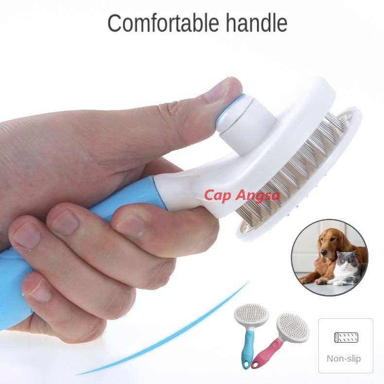 SISIR HEWAN ANJING KUCING OTOMATIS PET GROOMING BRUSH COMB AUTOMATIC SHEEDING CAT DOG GROMING TOMBOL