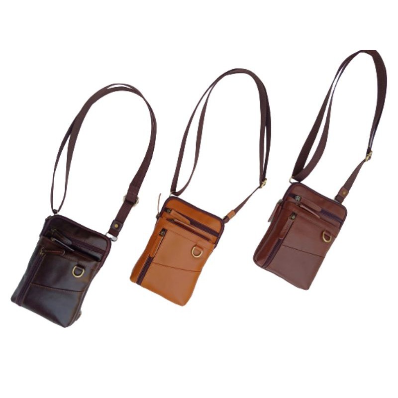 Tas slempang cowok/tas pinggang/asli kulit/sukaregang/garut