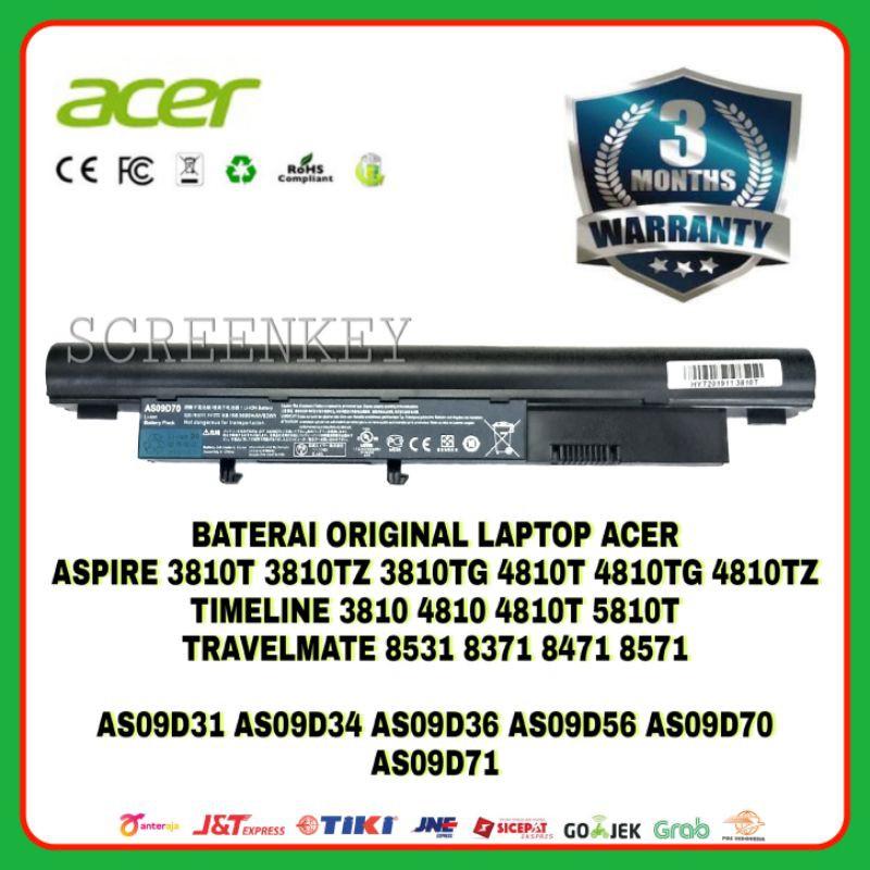 Baterai Batre Laptop Acer TimeLine 3810 4810 4810T 5810T 3810T 3810TG 3810TZ 4810 4810 AS09D70