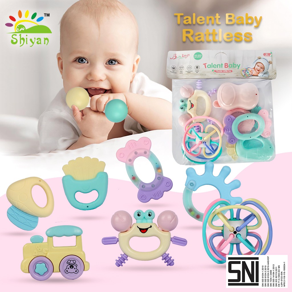  Shiyan mainan  gigitan bayi  set pack baby teether melatih 