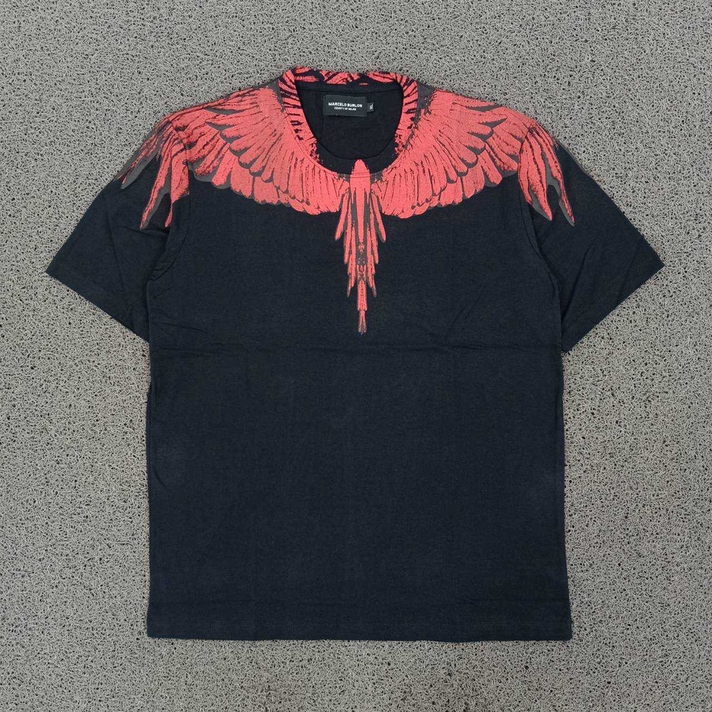 Marcelo Burlon Red Wings Hitam Tee T-Shirt Kaos