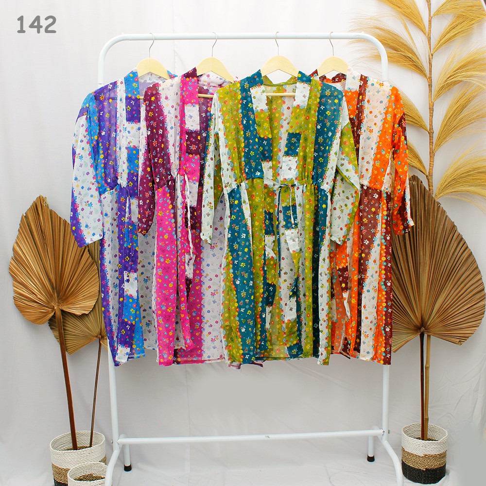 JakartaFashion - cardigan tali serut outter motif bunga lengan panjang kardigan pantai cantik elegan