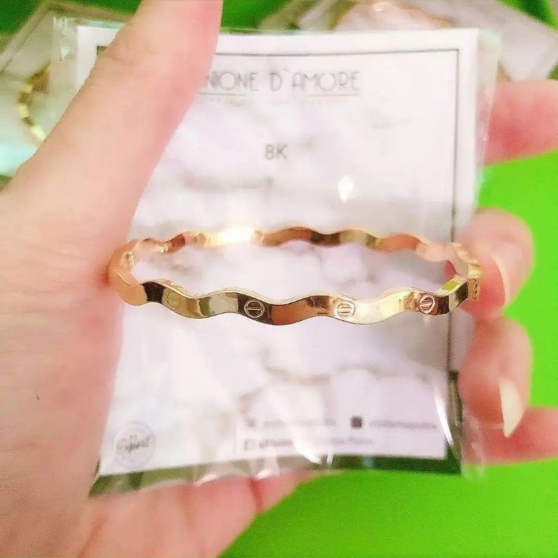 Gelang bangle cartierr gelombang kecil YT Kadar 8K 375