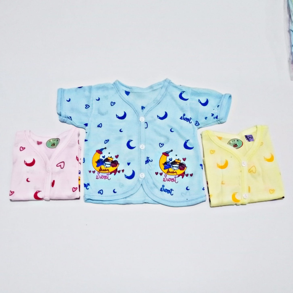 baju bayi lengan pendek lucu bahan katun bermotif bulan