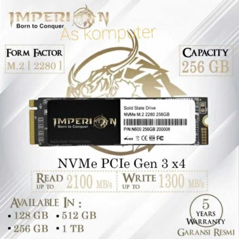 SSD NVME M.2 256 GB IMPERION 2280 SSD NVMe M.2 PCIe Gen3 GARANSI RESMI