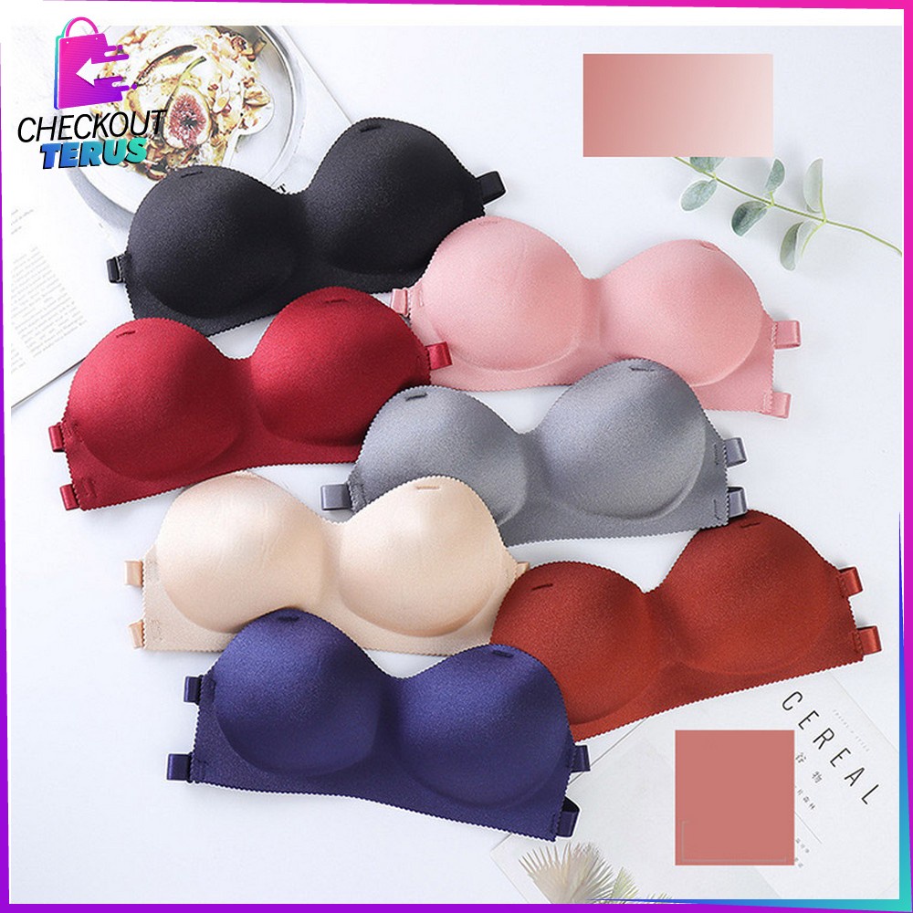 CT P64 P65 Pakaian Dalam Atasan Wanita Bra Seamless Tanpa Kawat BH Push Up Bra Kancing Depan Tanpa Kawat Bra Olahraga