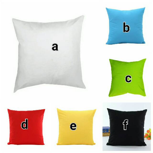 Set sarung bantal kursi sofa cushion cover 40x40 sarban polos 2 Putih Hitam Kuning Merah Biru Hijau