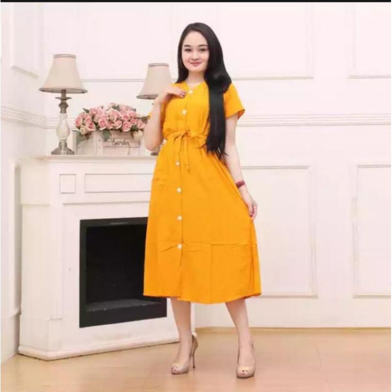 DRES KATUN RAYON FULL KANCING - DRES BUSUI - ANDIN DRESS  - FULL KANCING BATOK