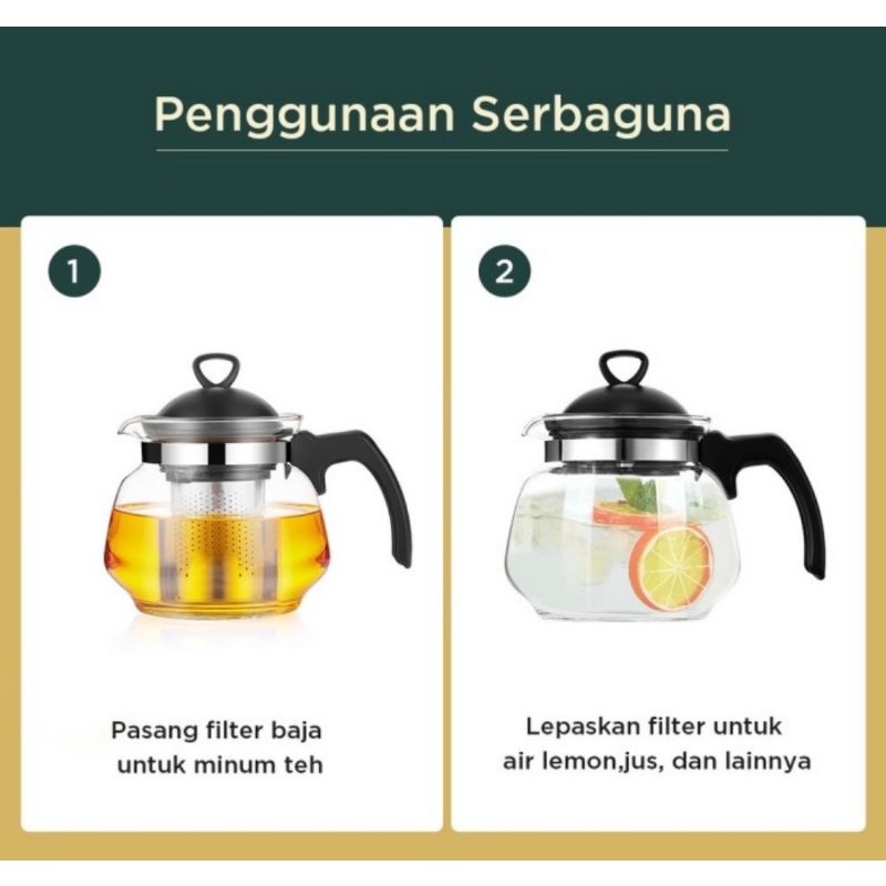 Miniso Teko Kaca 700ml Soda Lime Glass Teapot Teko Teh Saring