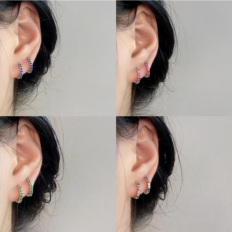 Anting Hoop Aksen Berlian Untuk Aksesoris