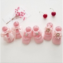 Kaos Kaki Bayi Rajut Anti Slip Pita New Born Perempuan 0-3TH