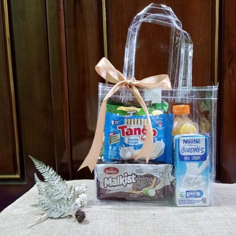 Tas parcel tas ultah mika bening full S lebar 10 cm