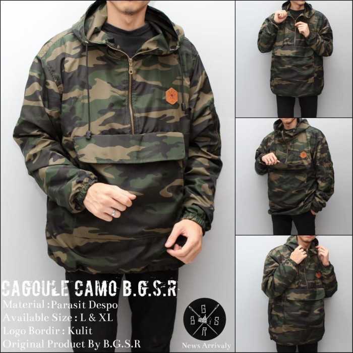 Jaket Cagoule Army BGSR - Cagoule pria - Jaket Camo - Jaket Army - army, XL(L3H5) Premium Jaket Pria