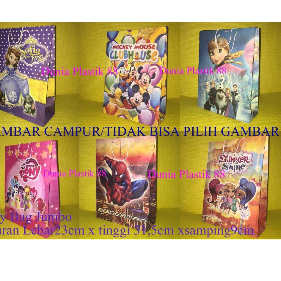 

Super promo isi10pc goodie PARTY BAG JUMBO 23x31.5CM tas kertas karakter anak ulang tahun ultah GAMBAR RANDOM UY95 ・