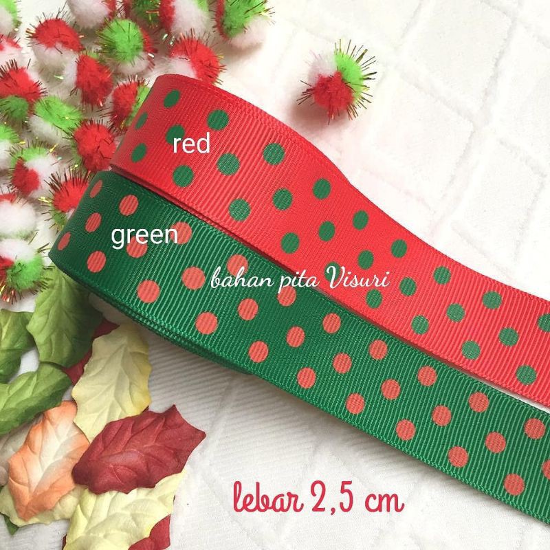 Pita Natal polkadot 2,5 cm per yard (90 cm)