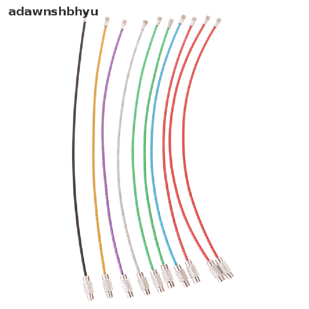 Adawnshbhyu 10Pcs Stainless Steel Gantungan Kunci Tali Kawat Cable Loop Screw Lock Gadget Ring