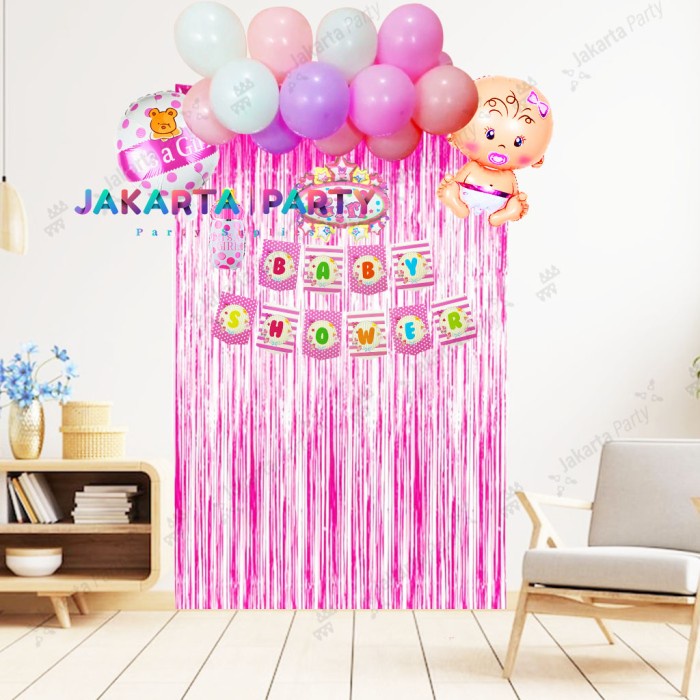 Paket dekorasi baby shower pink / paket baby shower / paket baby girl