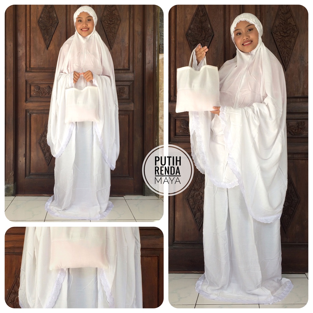 MUKENA BALI | MUKENA DEWASA | JUMBO DEWASA | PUTIH RENDA | MOTIF RENDA | BAHAN RAYON PREMIUM