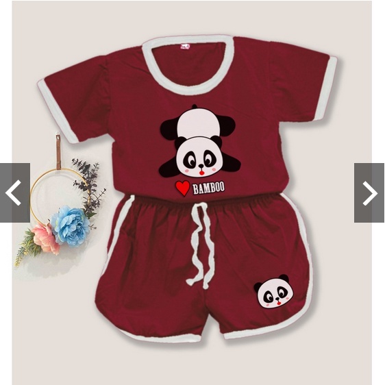 Setelan baju lucu playful colour anak karakter panda / setelan anak unisex