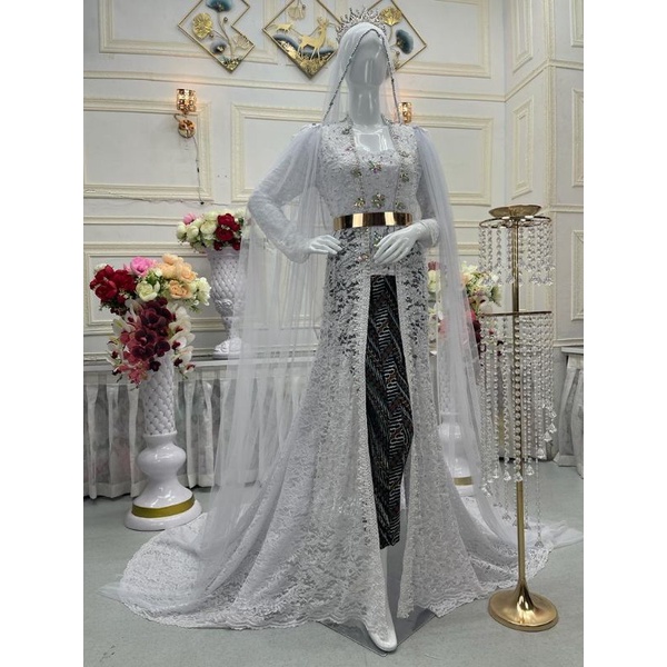 SET KEBAYA AKAD ELISAP JUBAH//KEBAYA MODERN TERBARU/KEBAYA DRES BEREKOR//GAUN  MEWAH //GAUN PENGANTEN // KEBAYA AKAD NIKAH