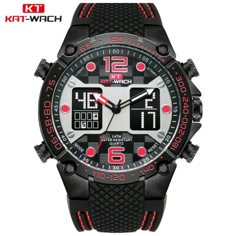 TERVIRAAALLLL 0KAT-WACH KT717 Jam Tangan Pria Digital Analog Tali Silicone_CURRENOS