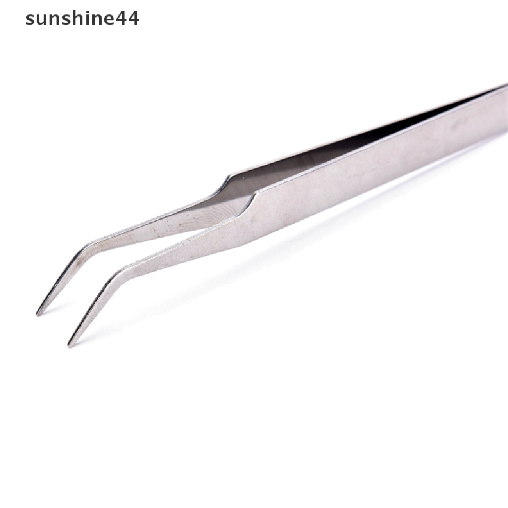 Sunshine 2pcs Pinset Stainless Steel Untuk Mengambil Bulu Mata / Nail Art