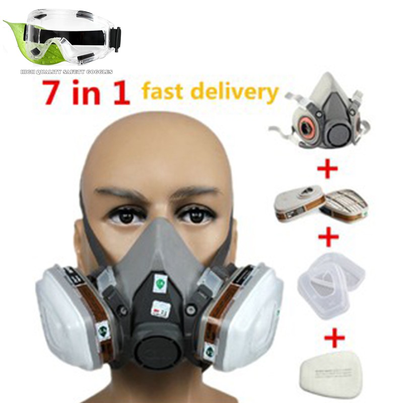 PAKET Masker Respirator + Kacamata Googles 6200 Half Face Pelindung