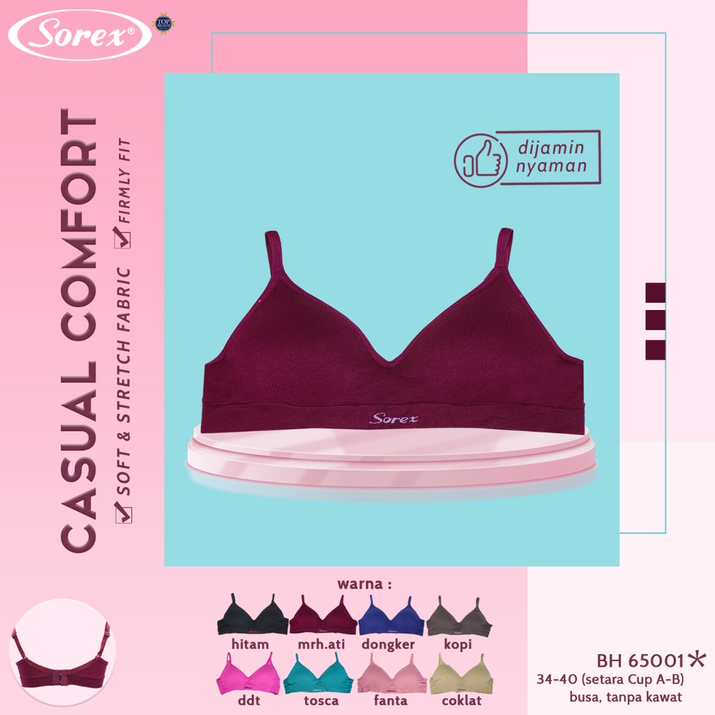 BH SPORT BRA SOREX 65001 tanpa kawat Polos