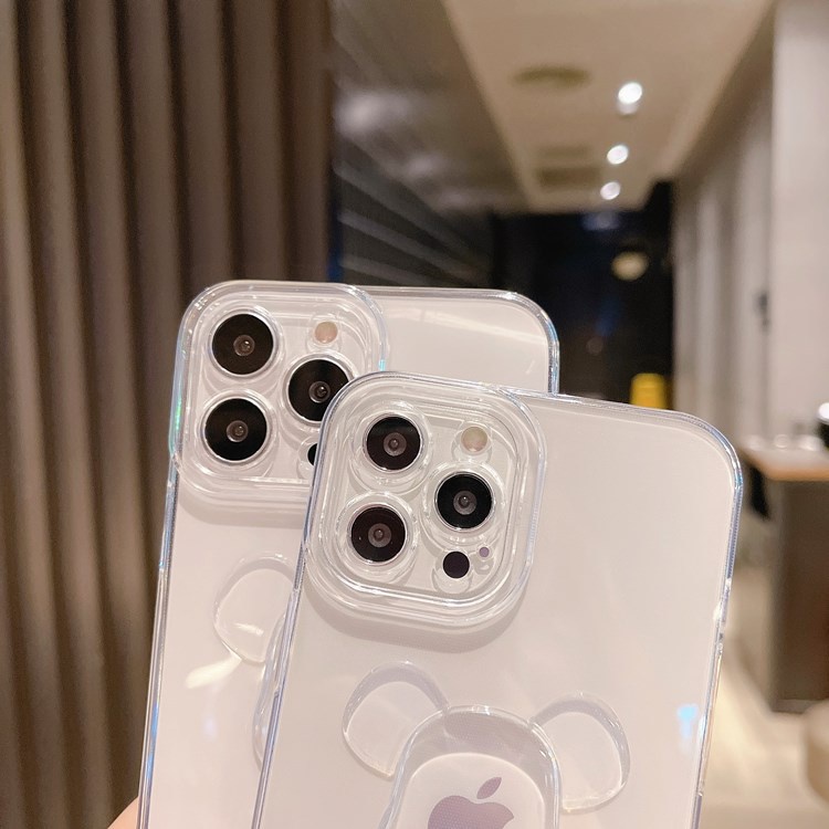 Soft Case Silikon Transparan Motif Beruang 3D Untuk iphone 13 12 11 Pro Max X XS XR 7 8 Plus XS Max