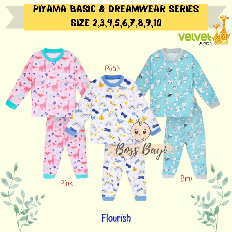 VELVET JUNIOR Piyama Anak / Setelan Oblong Panjang Celana Panjang size besar 4,5,6,7,8,9,10