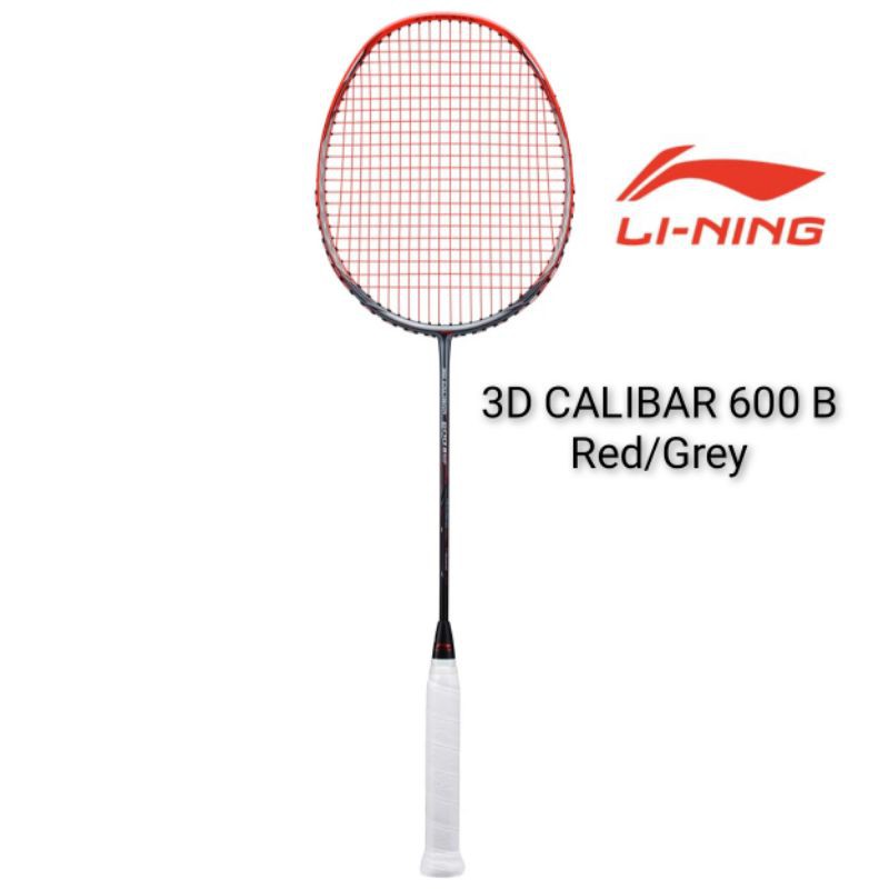 Raket Badminton Li-Ning 3D Calibar 600 B - Red/Grey [Bonus Tas 2 Seleting + Grip + Tali Raket]